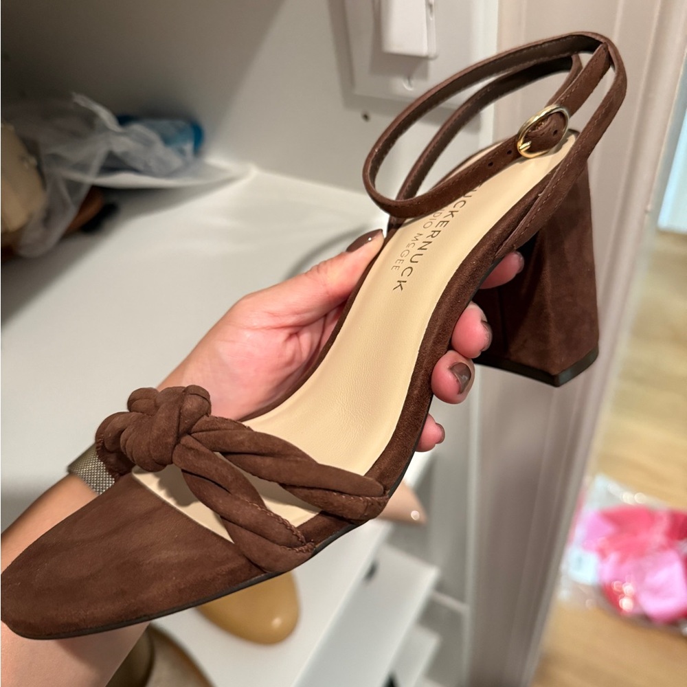 Tuckernuck x Studio McGee Brown Suede Wren Block Heels